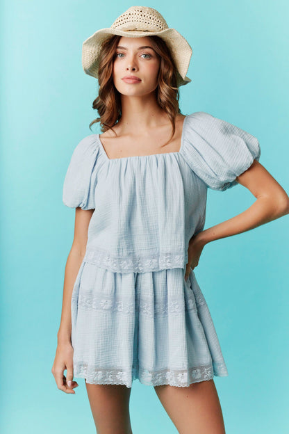 Cloud Nine Blue Lace Romper (S-L)