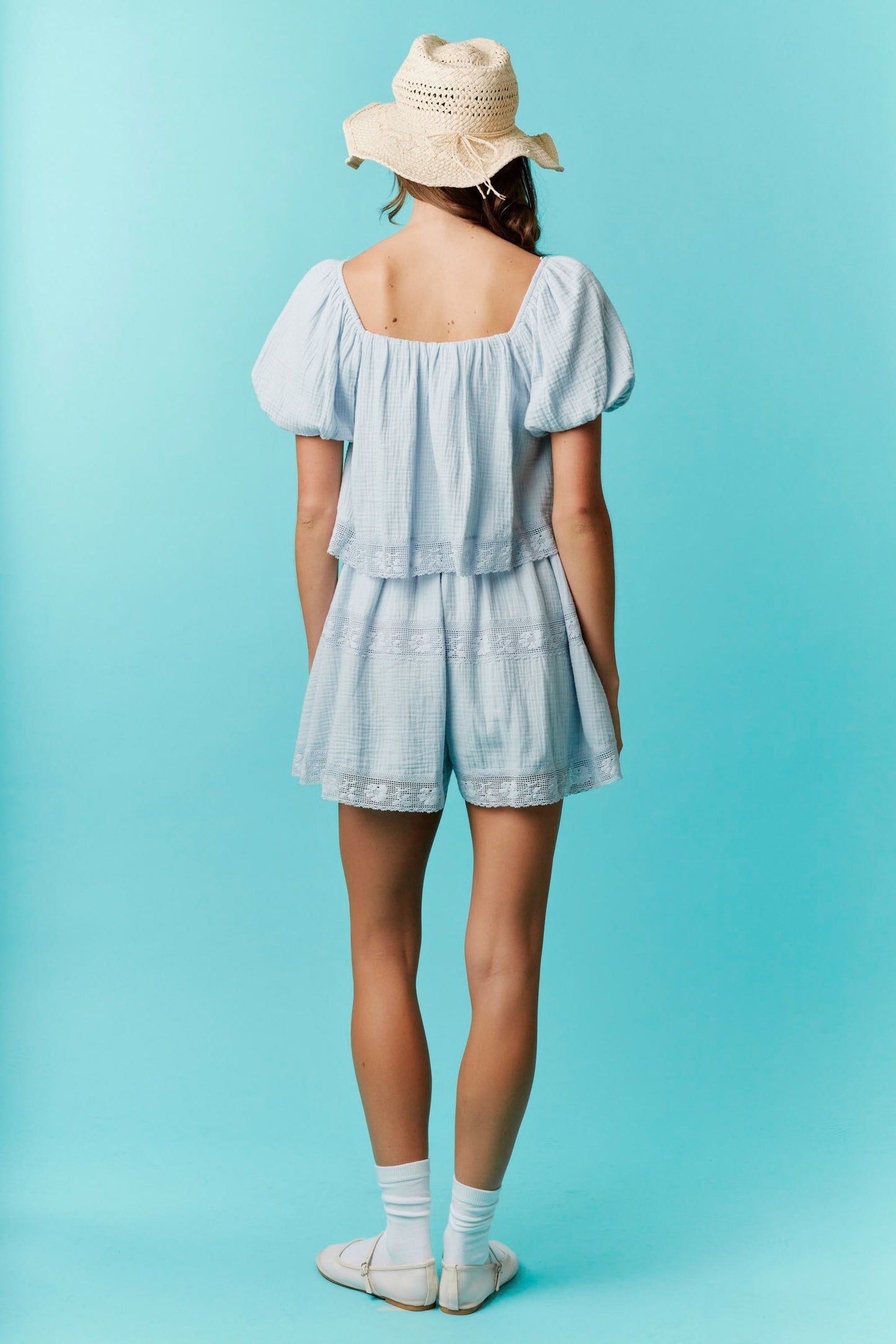 Cloud Nine Blue Lace Romper (S-L)