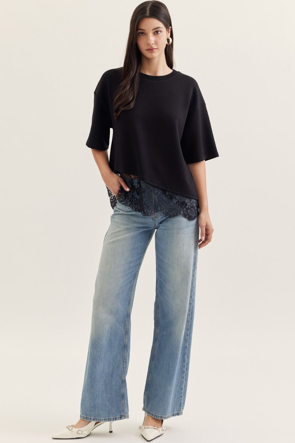 Afterglow Black Lace Trim Top (S-L)