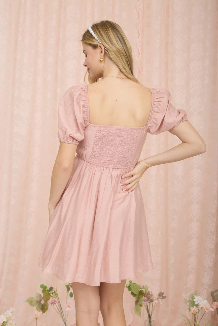 Sweet Bloom Dusty Peach Pleated Mini Dress (S-L)