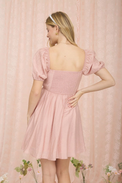 Sweet Bloom Dusty Peach Pleated Mini Dress (S-L)