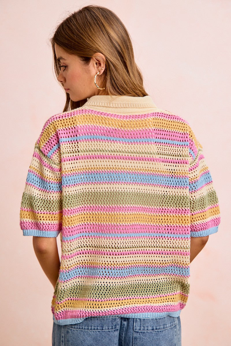 Happy Days Stripe Cardigan (S-3X)
