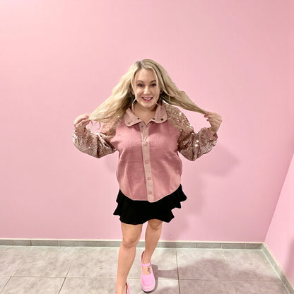 Love & Shine Sequin Sleeve Jacket (S-L)