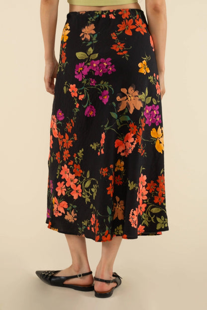 Midnight Bouquet Midi Skirt (S-3X)