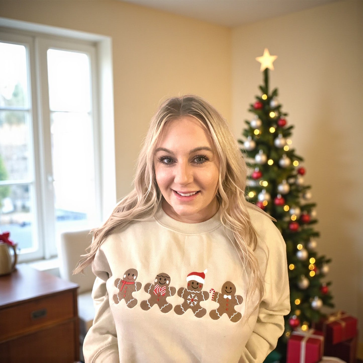 Gingerbread Embroidered Sweatshirt (S-3X)