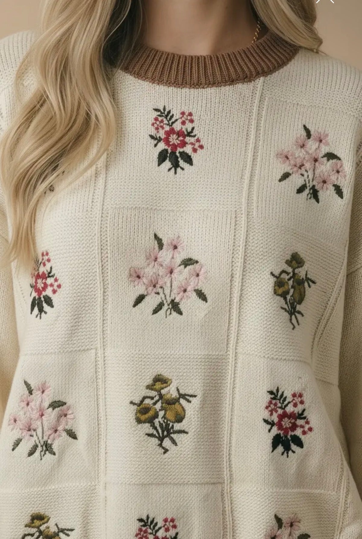 Pressed Flowers Knit Sweater (S-3X)
