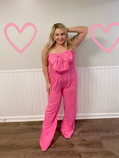 Bow Moment Pink Jumpsuit (S-L)