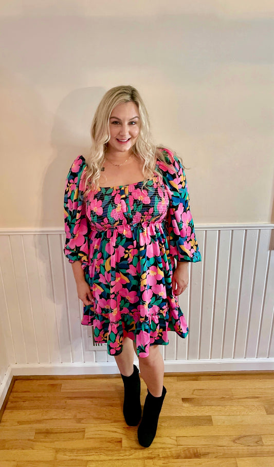 Vivid Bloom Mini Dress (S, L)
