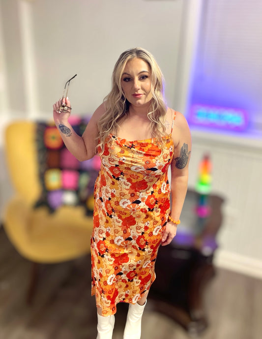 Retro Romance Satin Slip Dress (S-L)