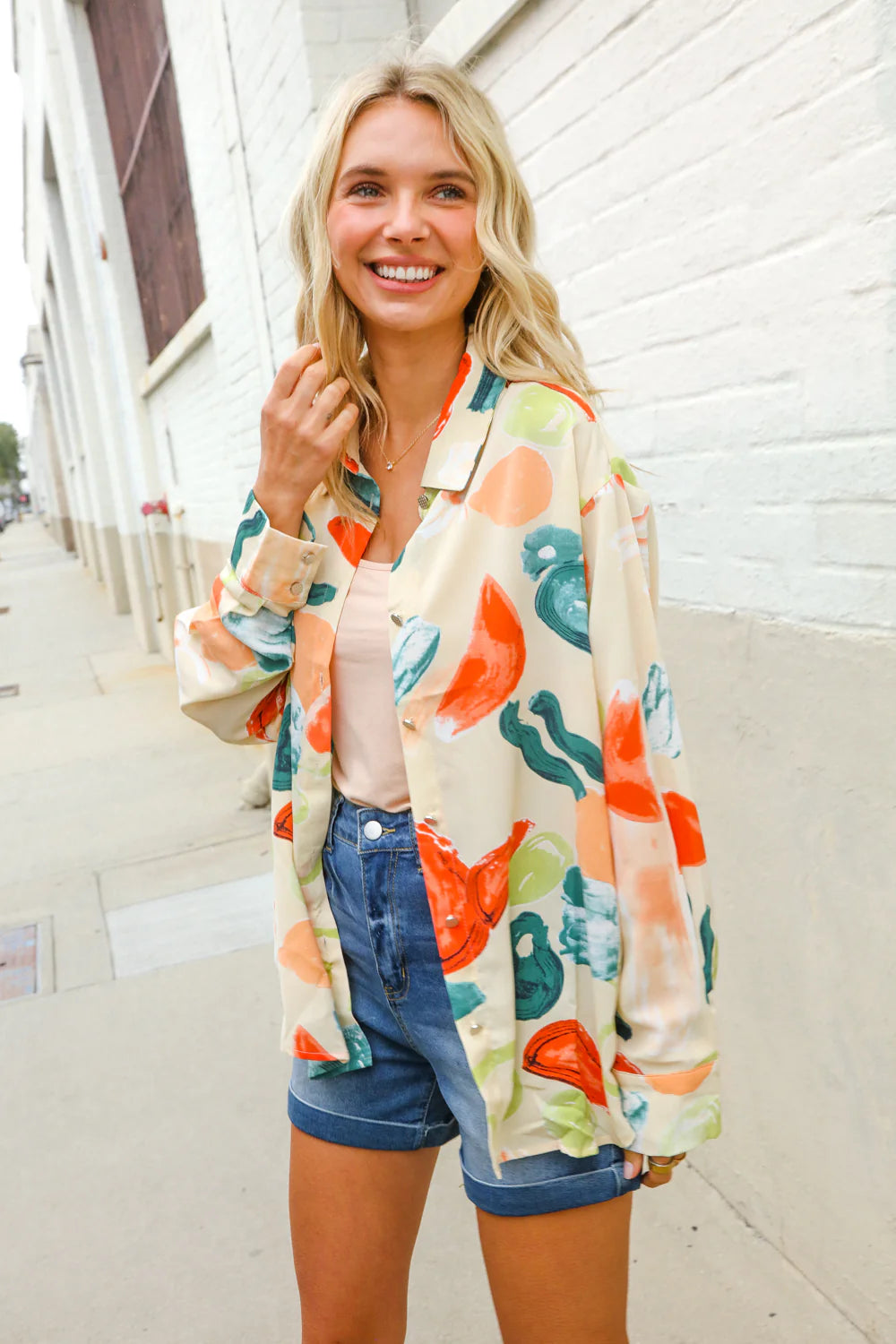 Retro Reverie Abstract Button-Up (S-L)