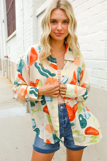 Retro Reverie Abstract Button-Up (S-L)