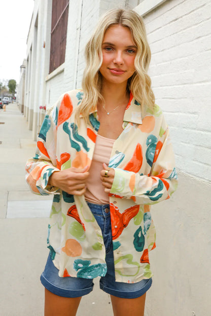 Retro Reverie Abstract Button-Up (S-L)