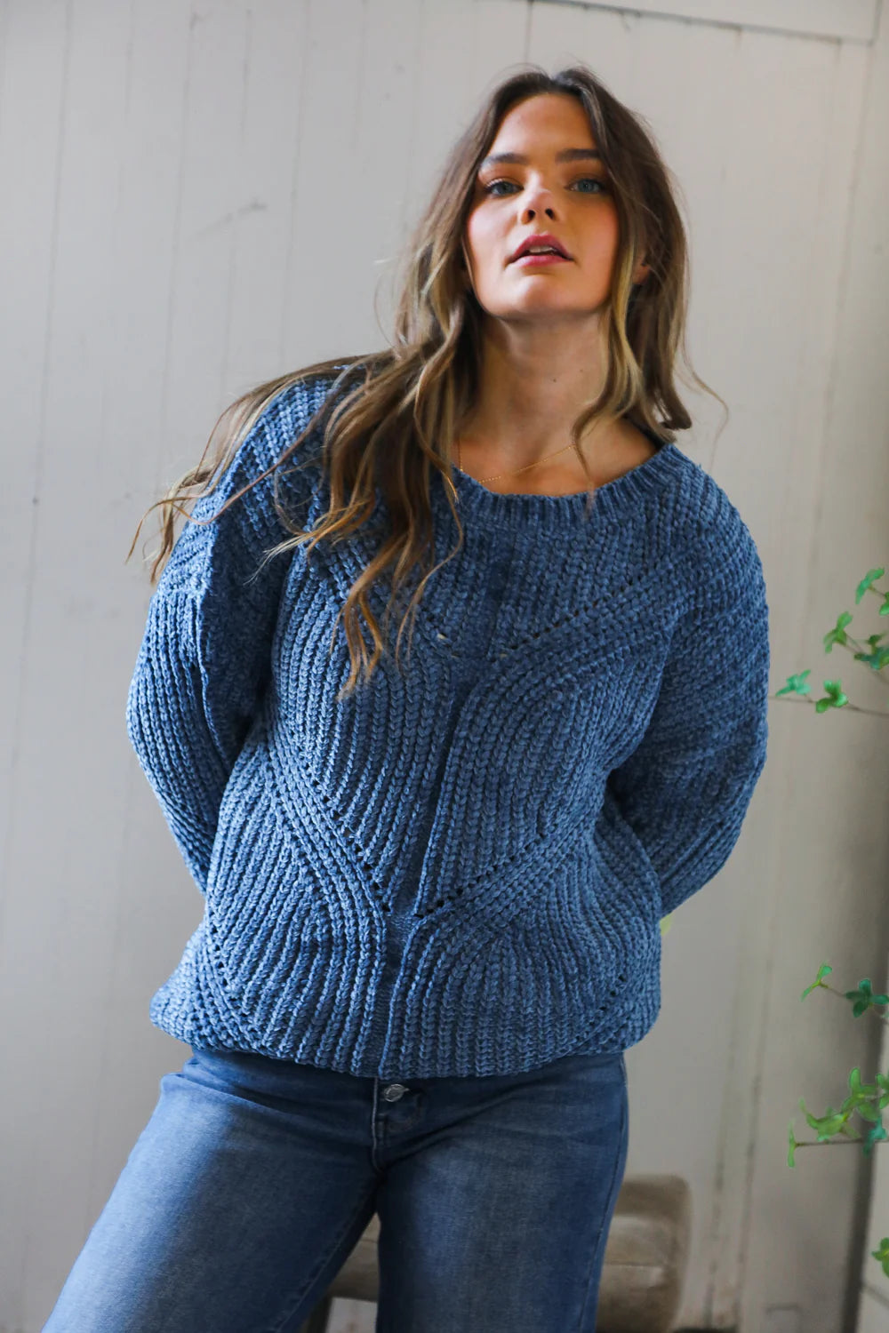 Navy Blue Knit Sweater (1X/2X-2X/3X)