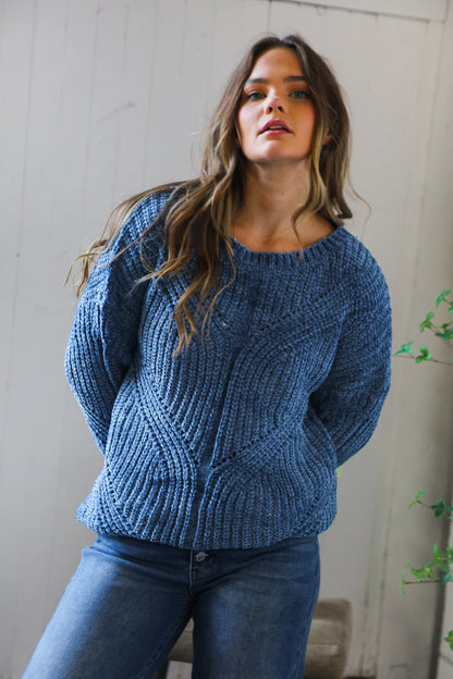Navy Blue Knit Sweater (1X/2X-2X/3X)