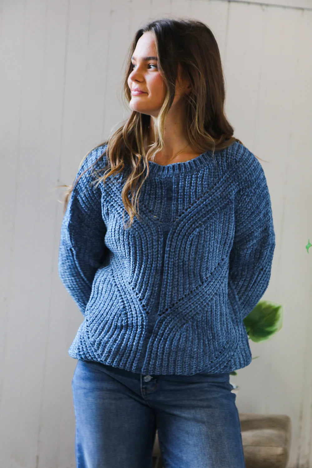 Navy Blue Knit Sweater (1X/2X-2X/3X)