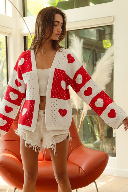 Love Letter Heart Knit Cardigan (S-3X)