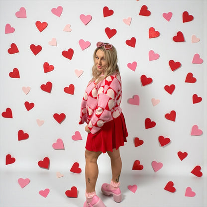 All the Love Checkered Heart Cardigan (S-3X)