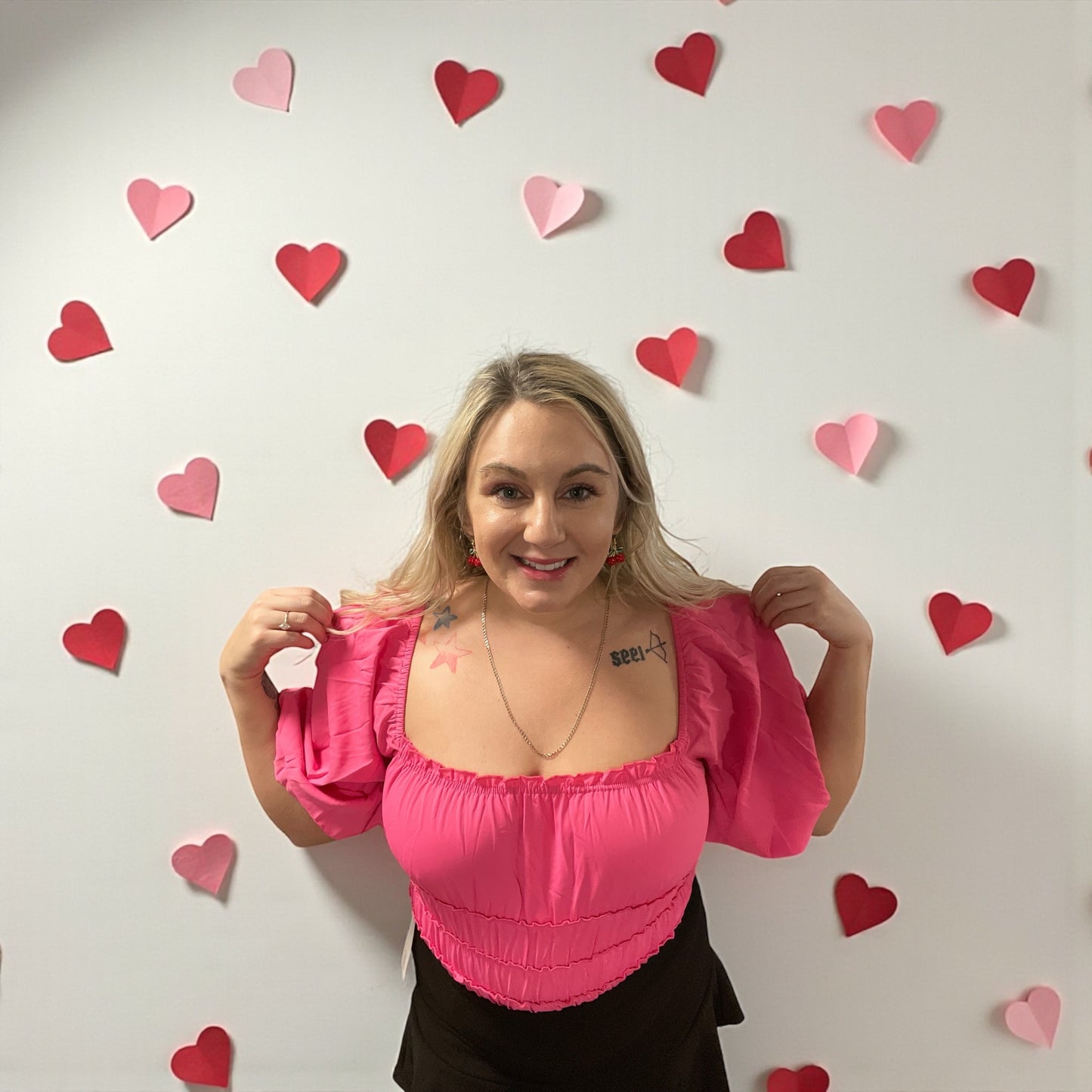 Love Notes Smocked Hot Pink Bodysuit (S-L)