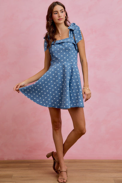 Denim Polka Dot Picnic Dress (S-XL)