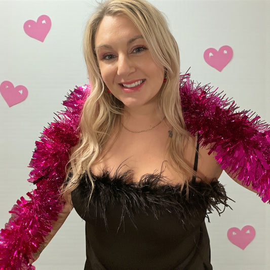 Midnight Muse Black Feather Trim Bodysuit S-L