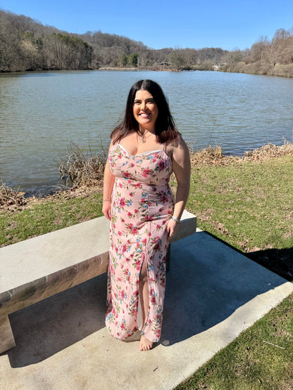 Blushing Garden Slip Maxi Dress (1X-3X)