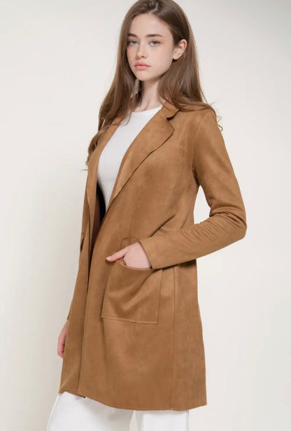 West End Faux Suede Longline Jacket (S-2X)