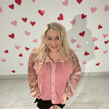 Love & Shine Sequin Sleeve Jacket (S-L)