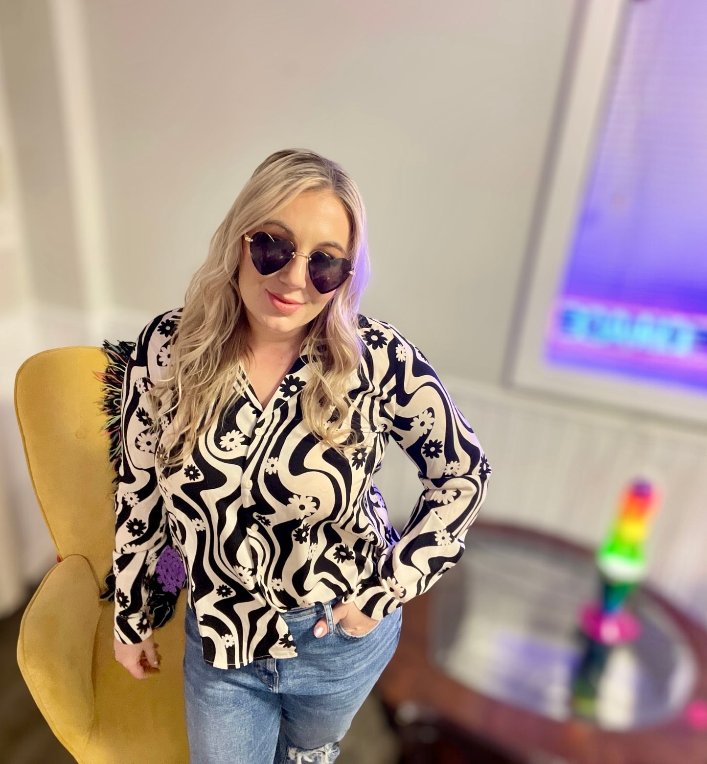 It’s Not Always Black & White Button-Up Blouse (S-L)