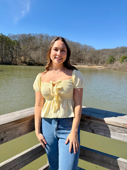Buttercream Yellow Bow Tie Front Top (S-L)