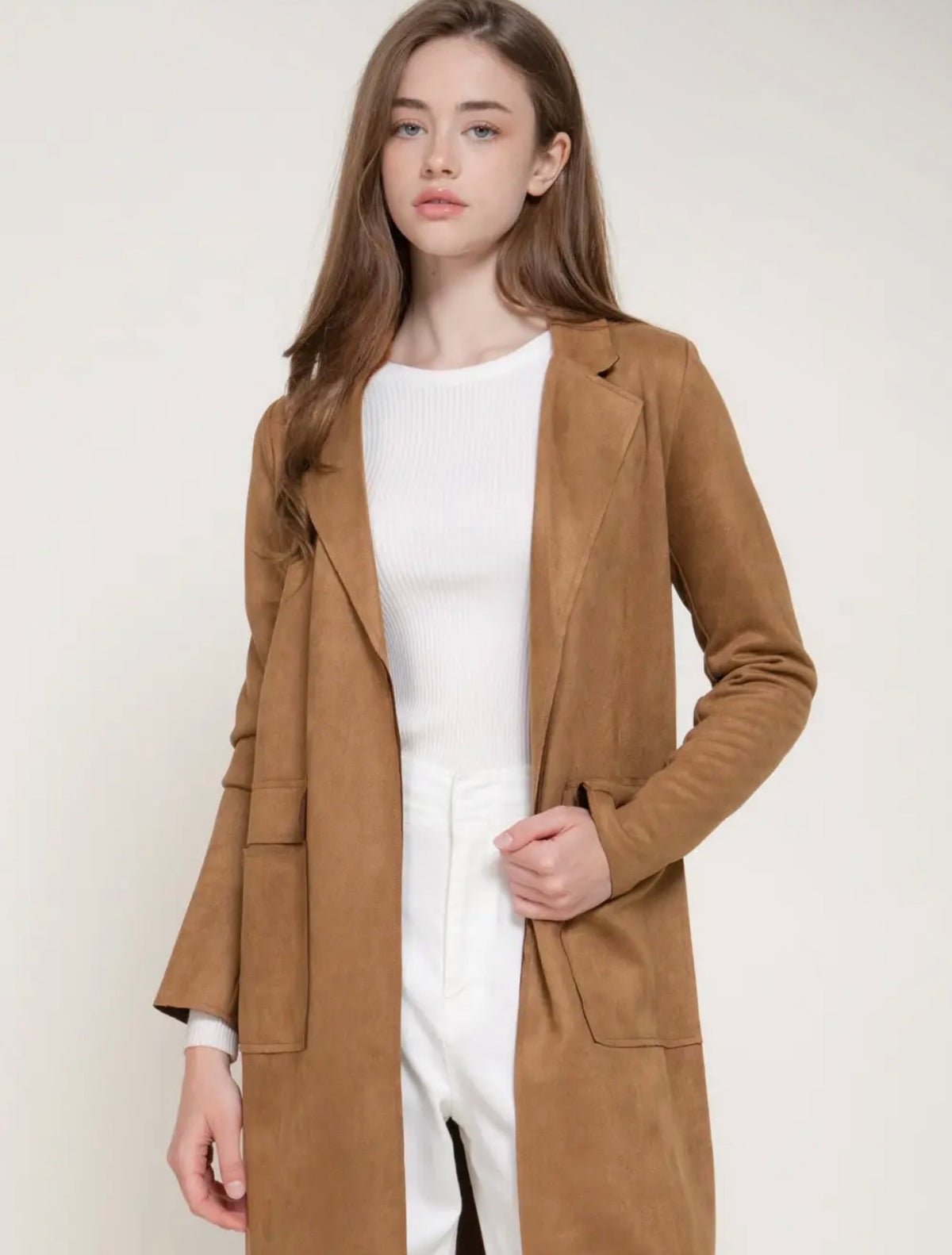 West End Faux Suede Longline Jacket (S-2X)