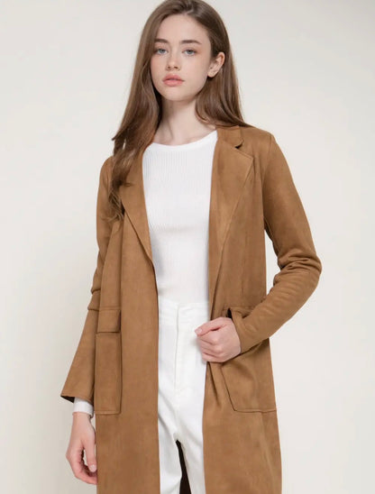 West End Faux Suede Longline Jacket (S-2X)