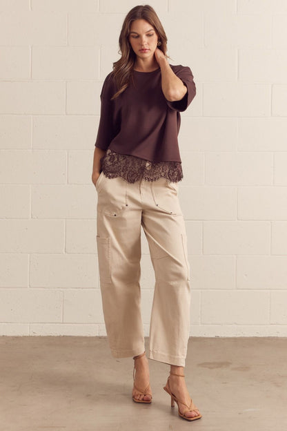 Afterglow Chocolate Lace Trim Top (S-L)