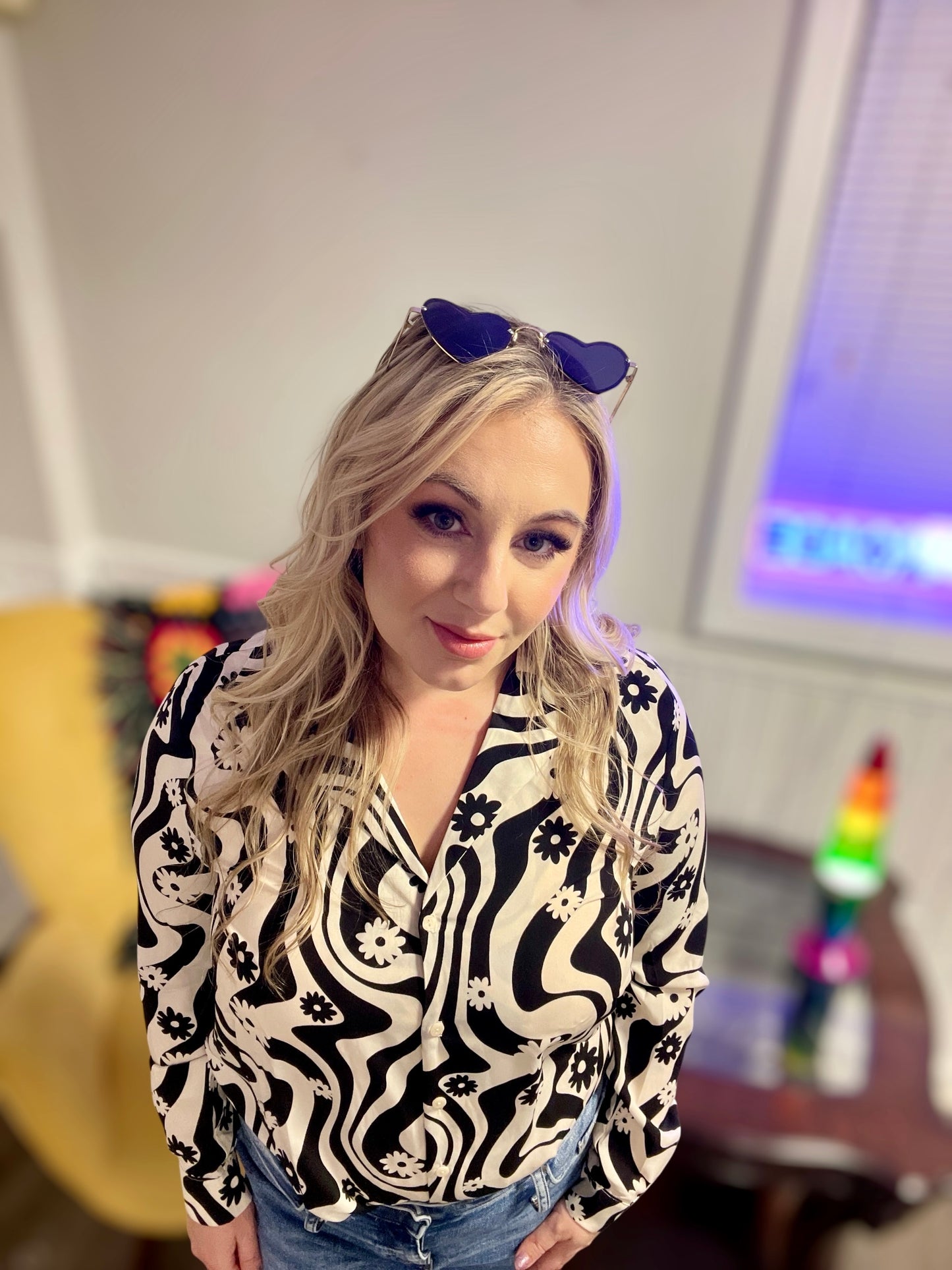 It’s Not Always Black & White Button-Up Blouse (S-L)