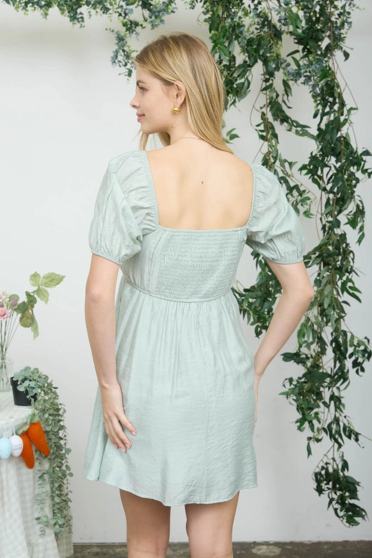 Sweet Bloom Light Sage Pleated Mini Dress (S-L)