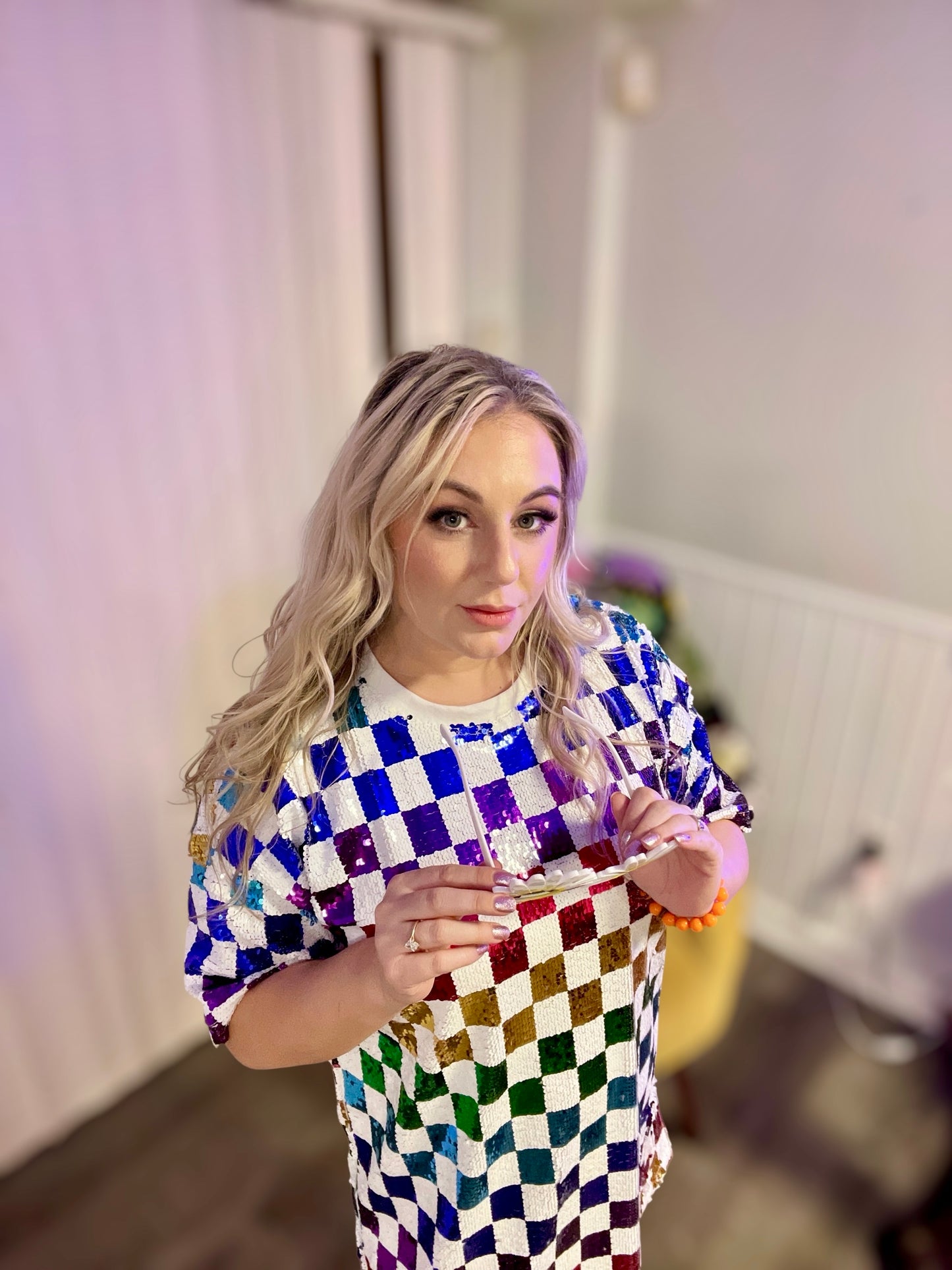 Electric Daydream Rainbow Sequin Mini Dress (S-L)