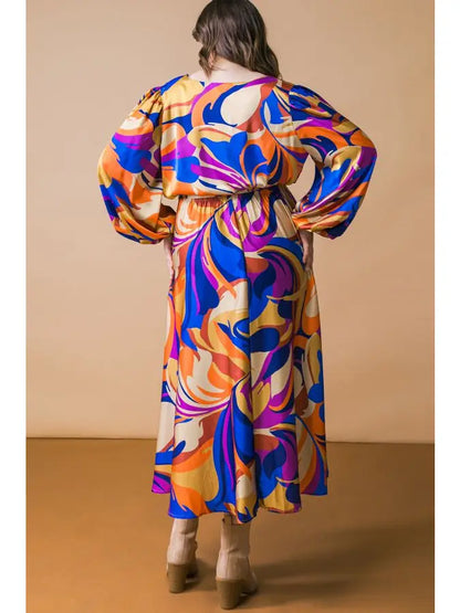 Autumn Aura Wrap Midi Dress (1X-3X)