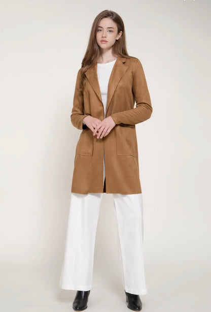 West End Faux Suede Longline Jacket (S-2X)