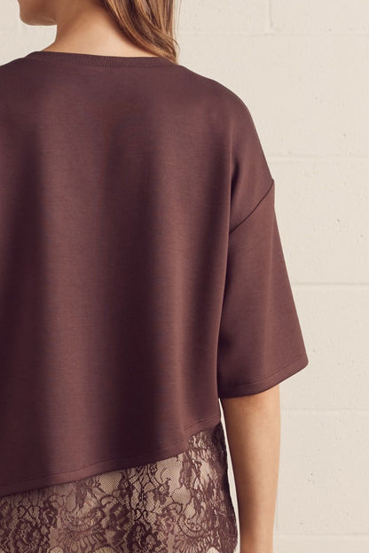 Afterglow Chocolate Lace Trim Top (S-L)