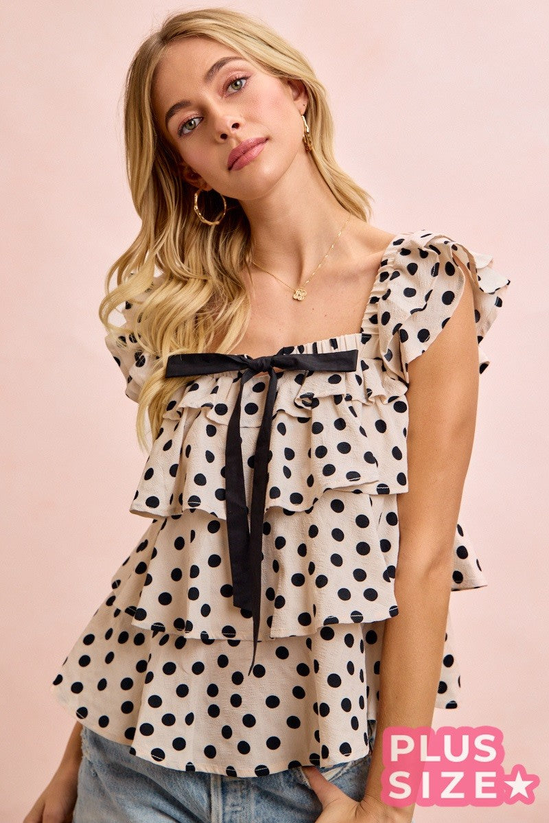 Classic Charm Polka Dot Ruffle Top (S-3X)