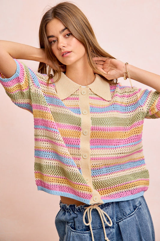Happy Days Stripe Cardigan (S-3X)