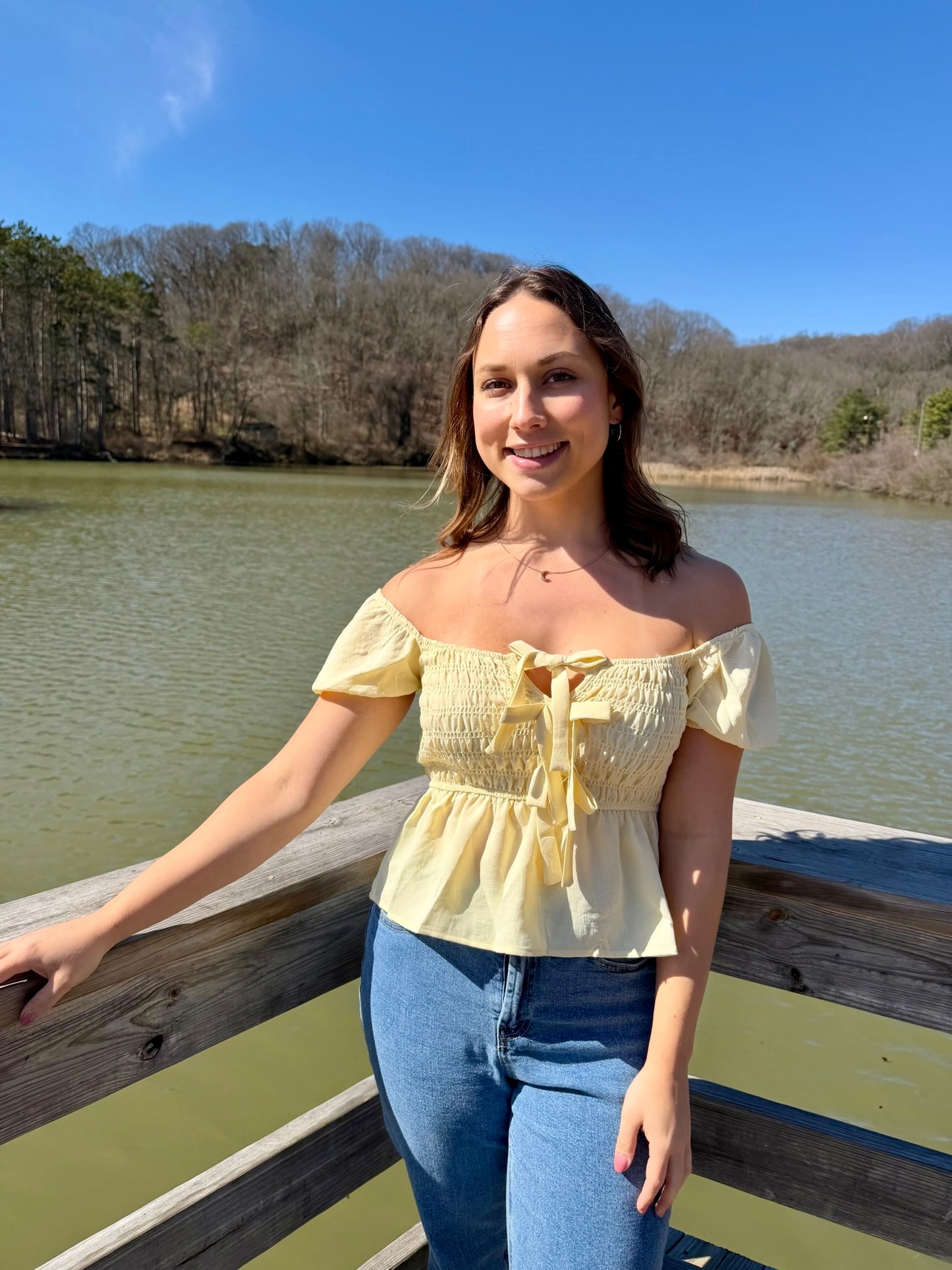 Buttercream Yellow Bow Tie Front Top (S-L)