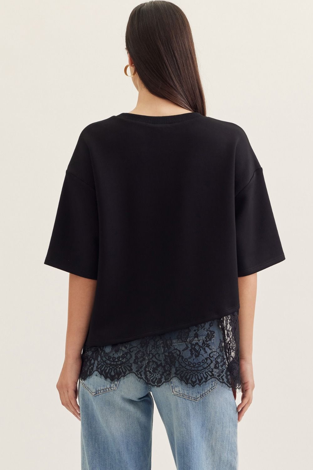 Afterglow Black Lace Trim Top (S-L)