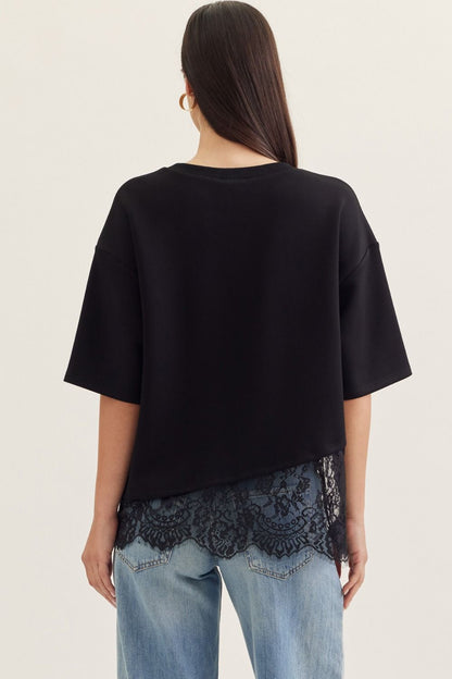 Afterglow Black Lace Trim Top (S-L)