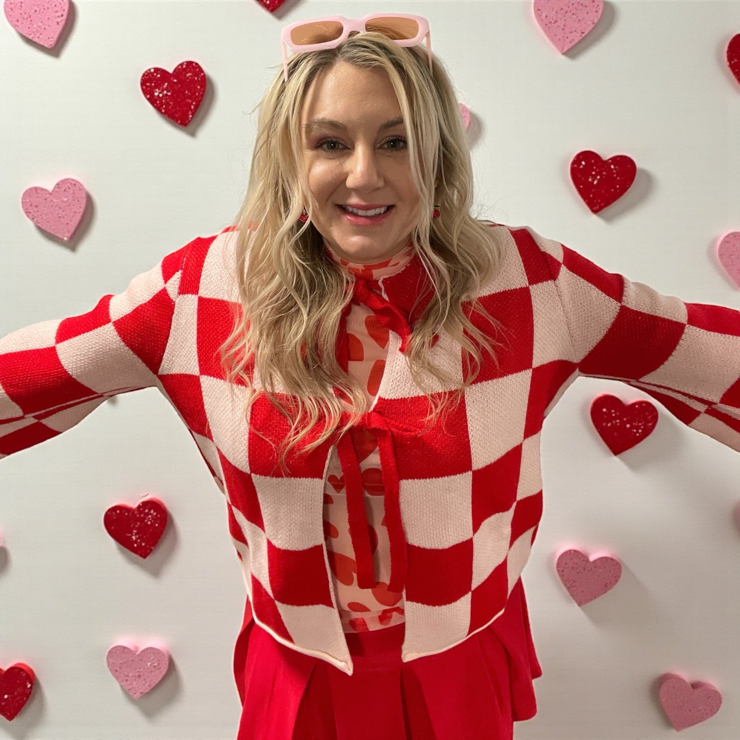 The Sweetheart Checkered Tie Cardigan (S-3X)