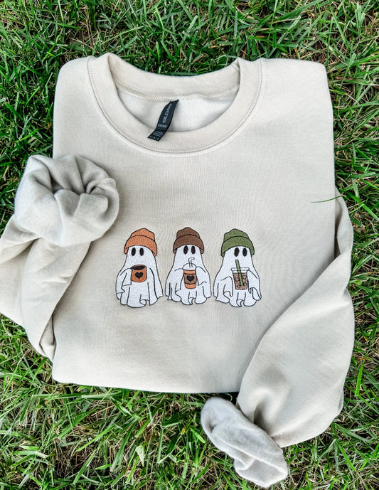 Spooky Sips Embroidered Sweatshirt (S-3X)