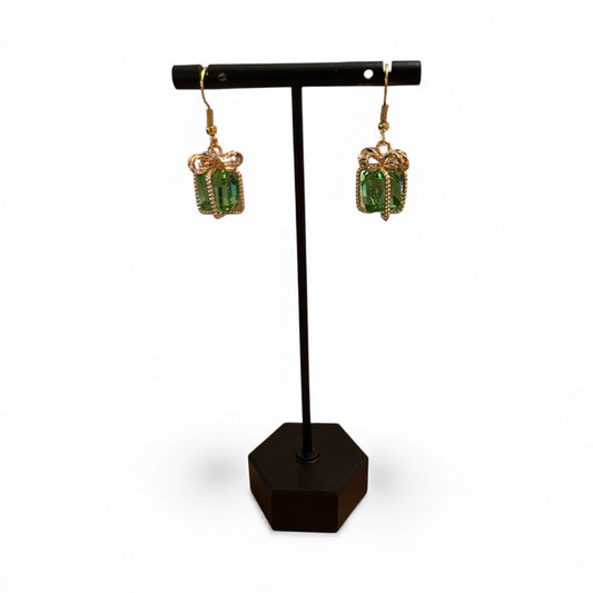 Green Gift Holiday Dangle Earrings