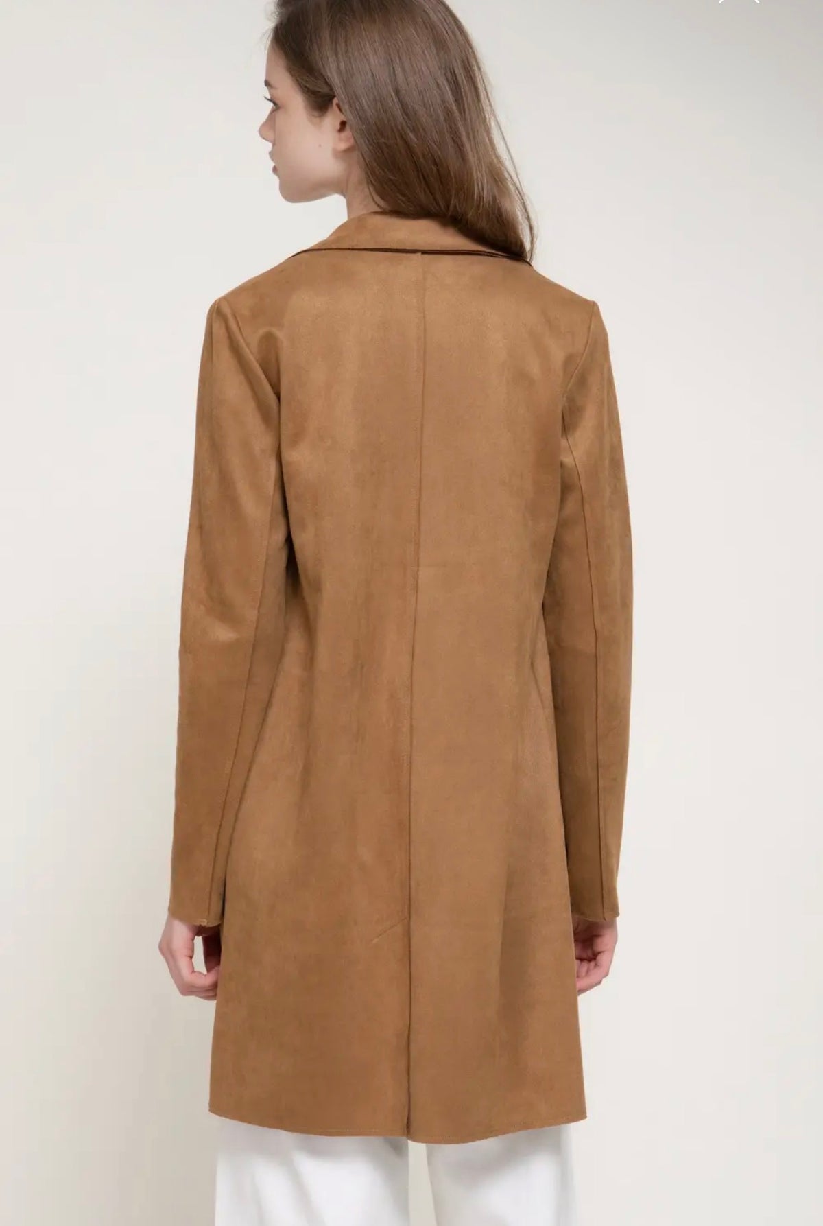 West End Faux Suede Longline Jacket (S-2X)