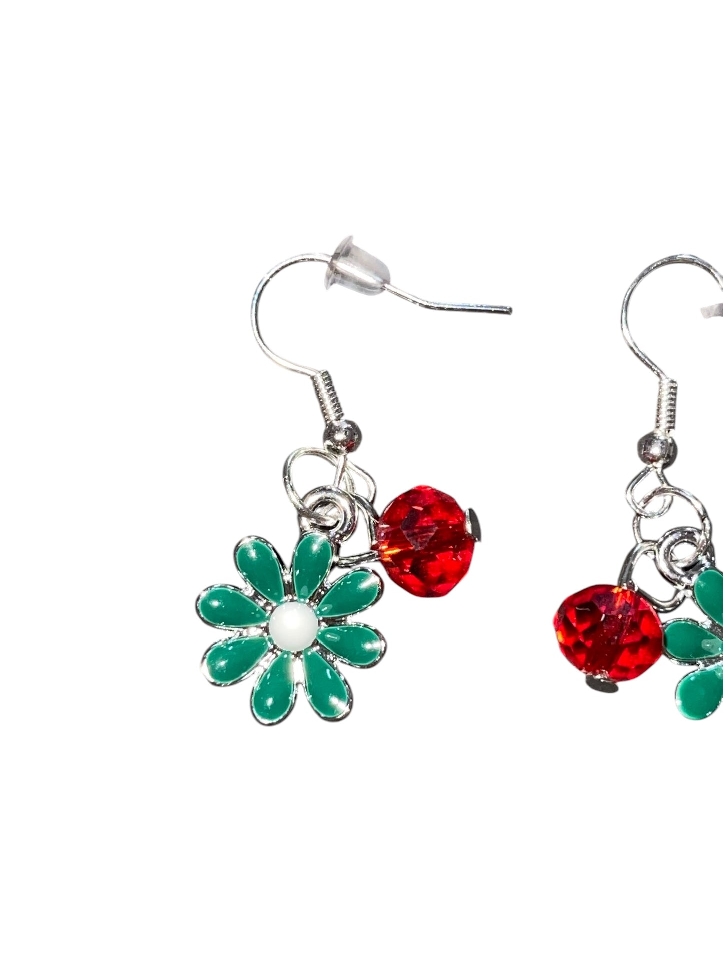 Hazy Daisy Christmas Green Dangle Earrings