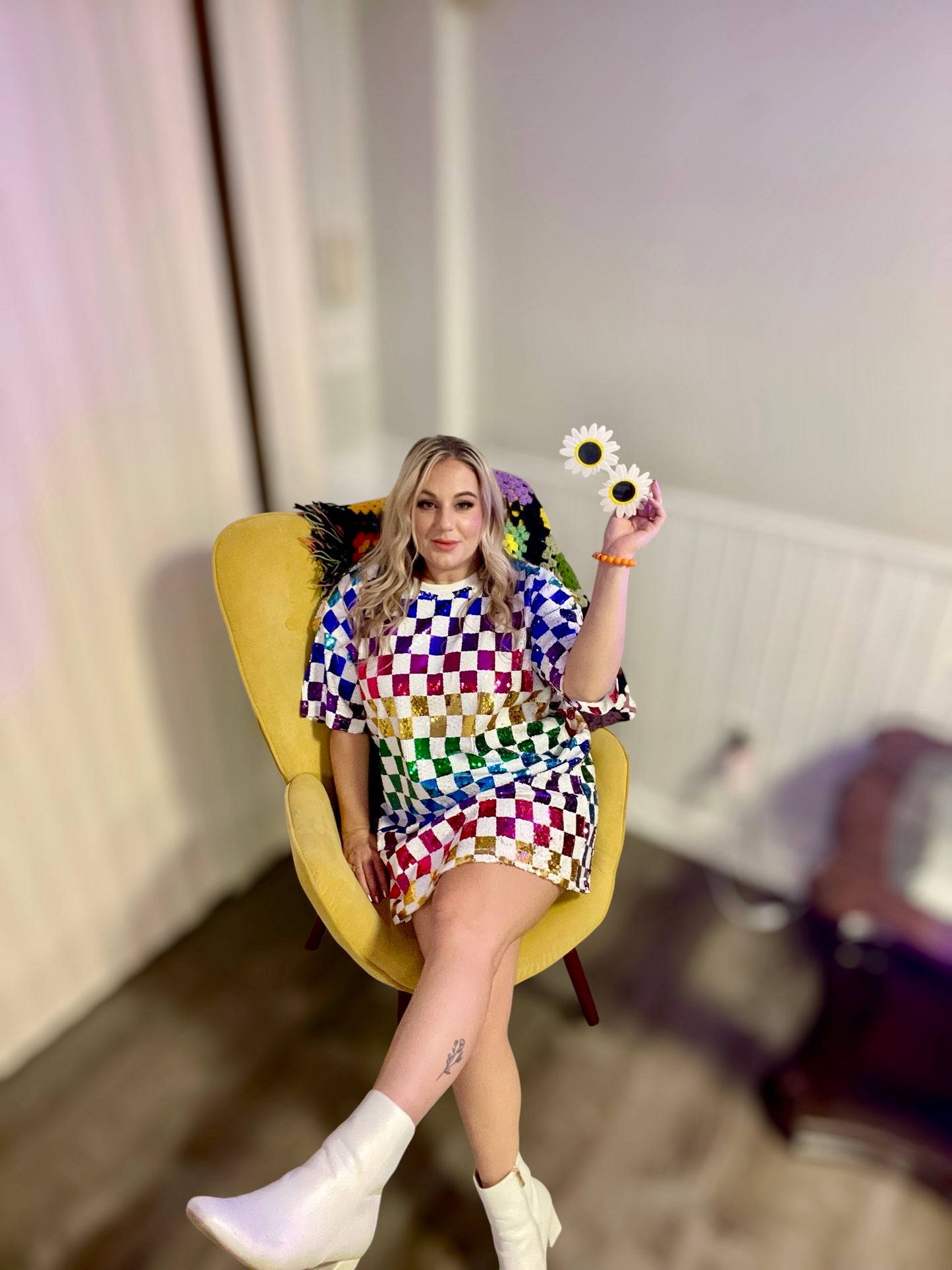 Electric Daydream Rainbow Sequin Mini Dress (S-L)