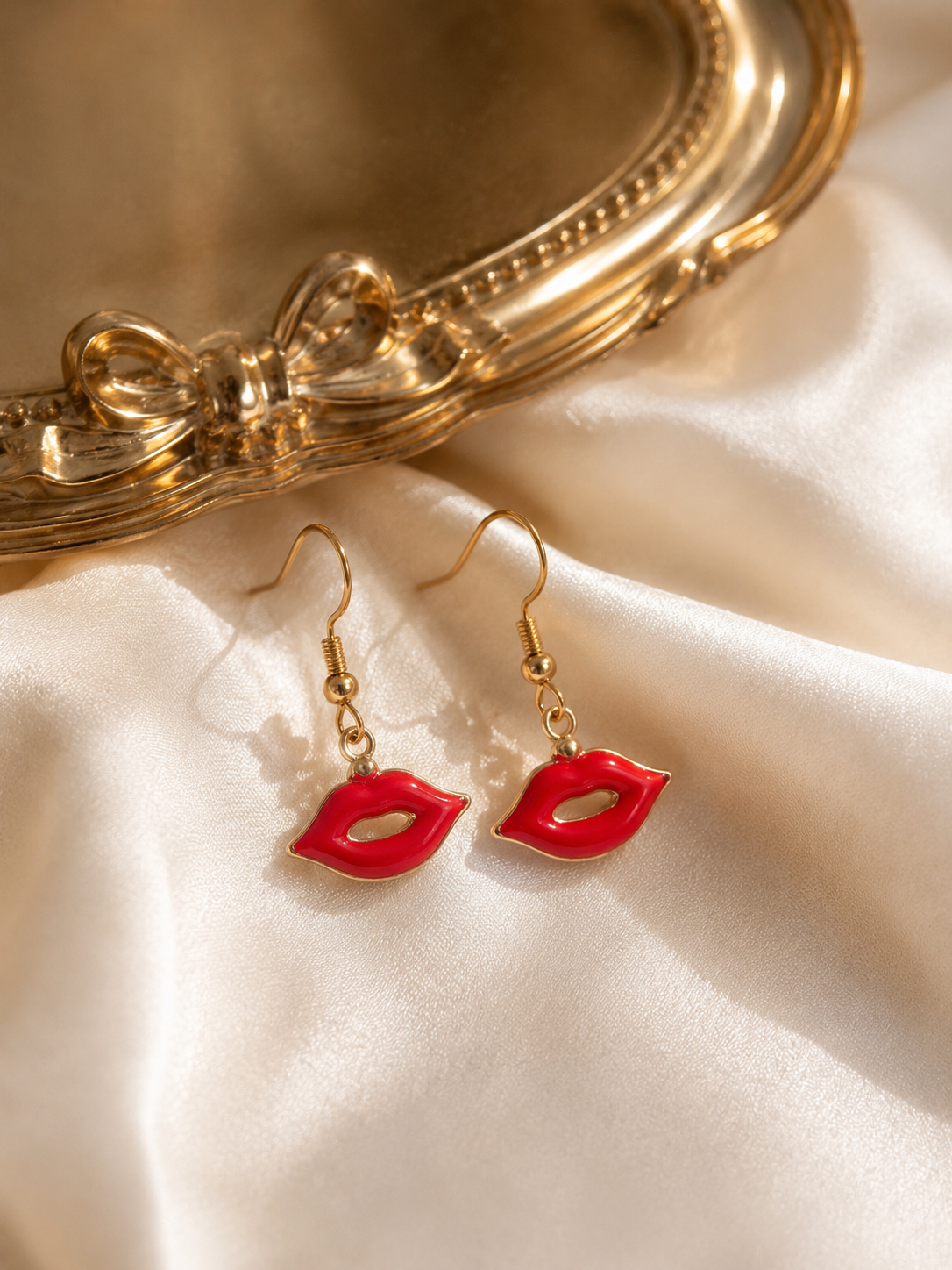 Kiss Me Red Lip Dangle Earrings